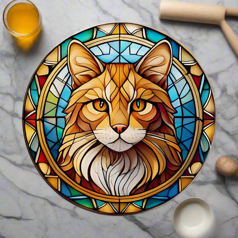 Cat Ginger Glass Suncatcher Worktop Saver